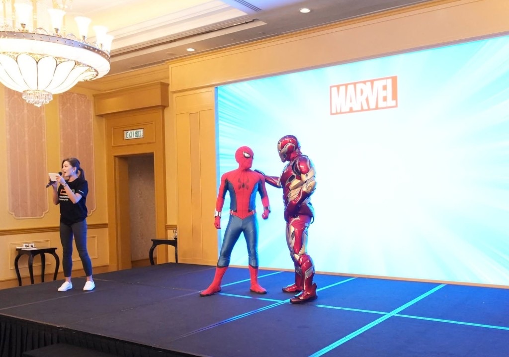 Marvel-themed stage moment at a Moxie-produced event