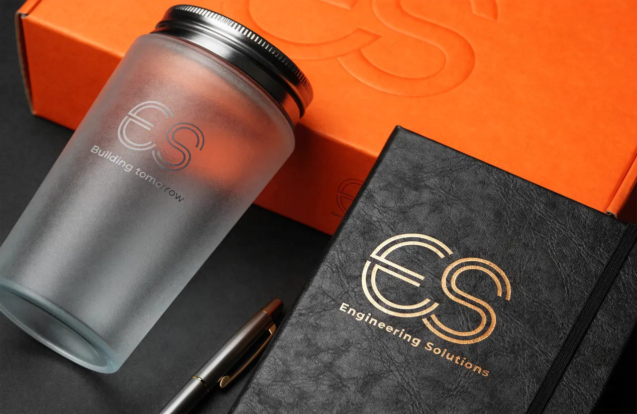Close-up of logo finishing on corporate merchandise