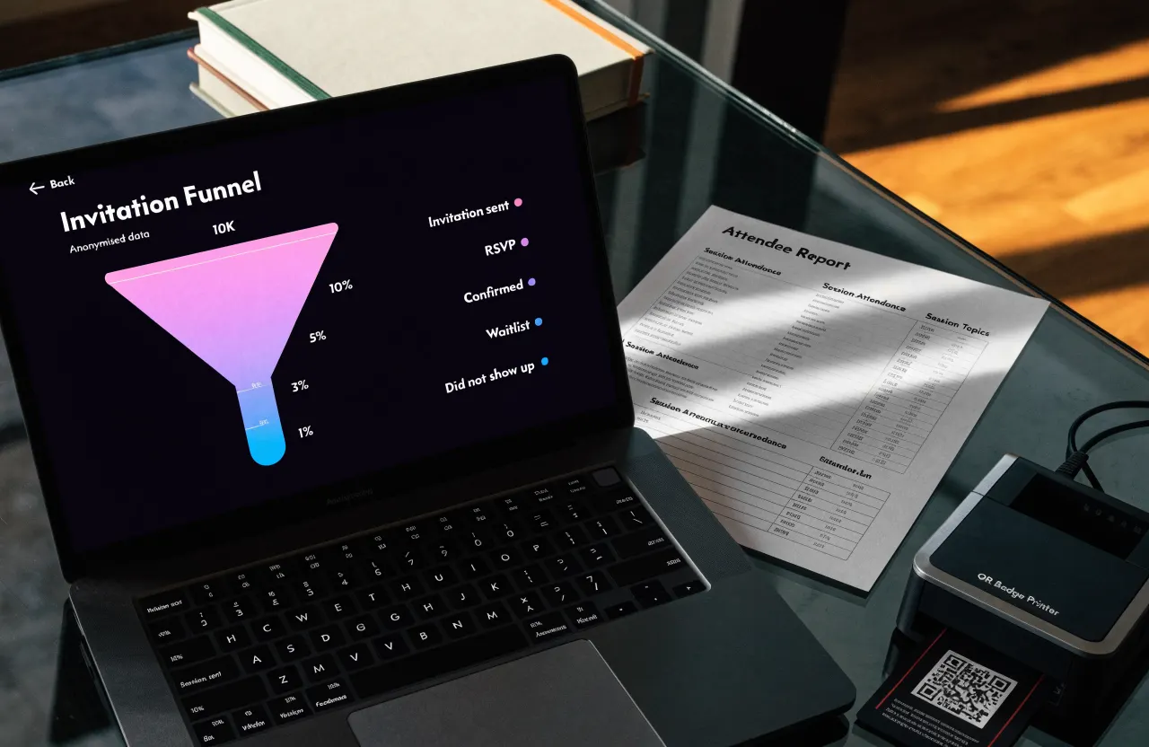 Anonymised invitation-to-attendance reporting on a laptop